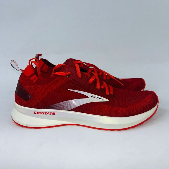 BROOKS MEN LEVITATE 4 RED/CHERRY TOMATO/WHITE 110345 1D 672 RUNNING SHOES SIZE 9